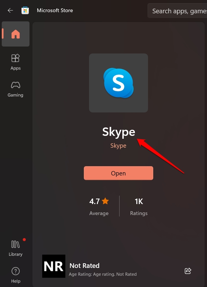 install Skype from Microsoft Store