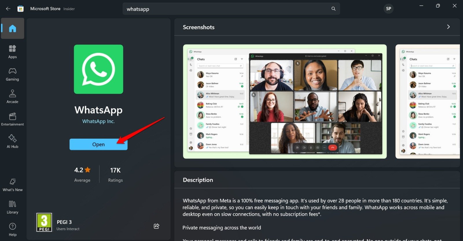 install WhatsApp desktop app from Microsoft Store