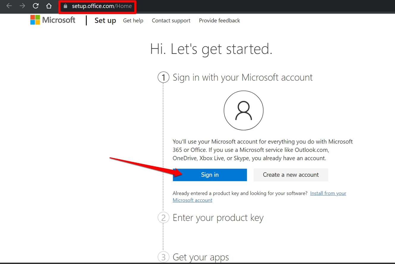 install any microsoft app using an existing product key