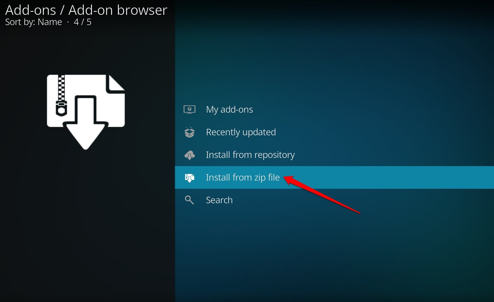 install kodi add on from zip file