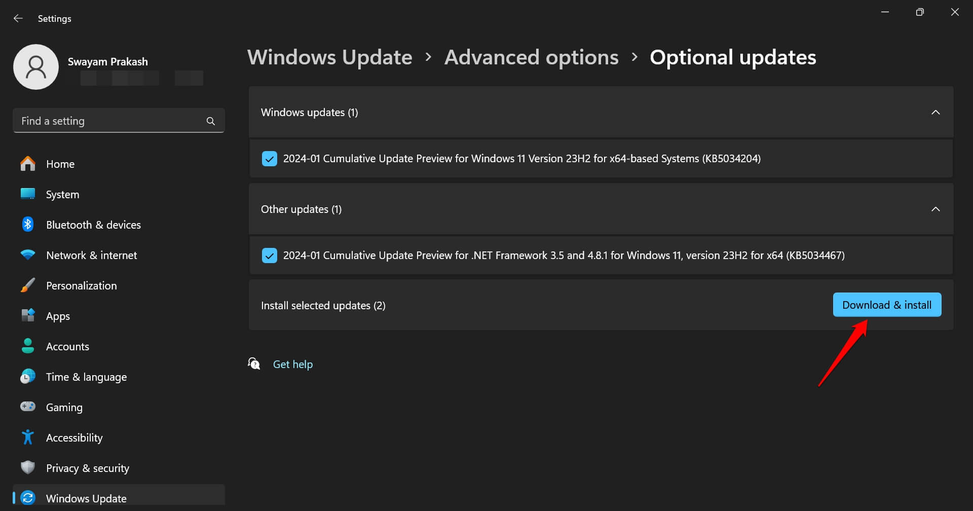 install optional updates