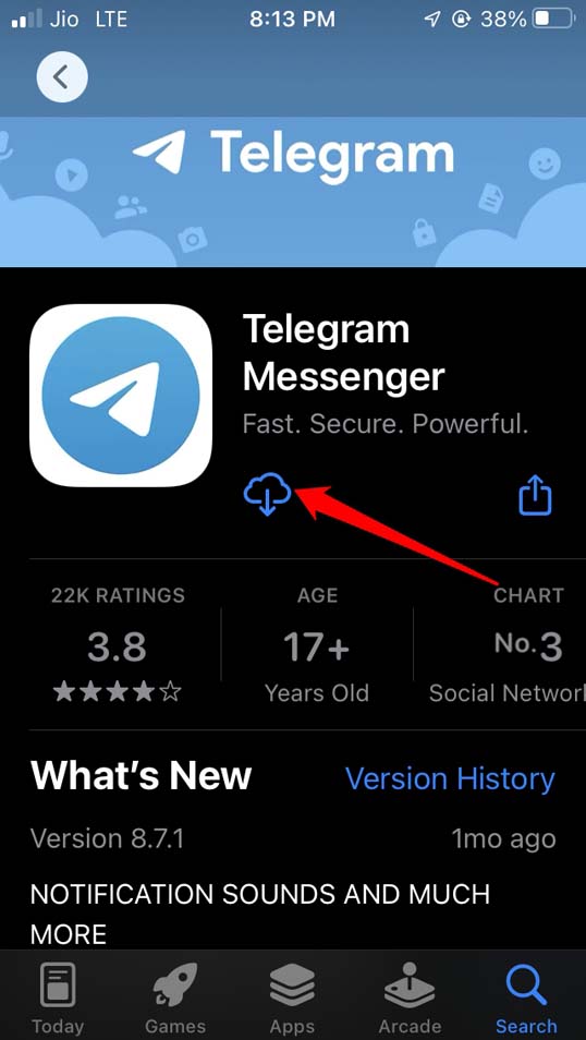 install telegram app on iPhone