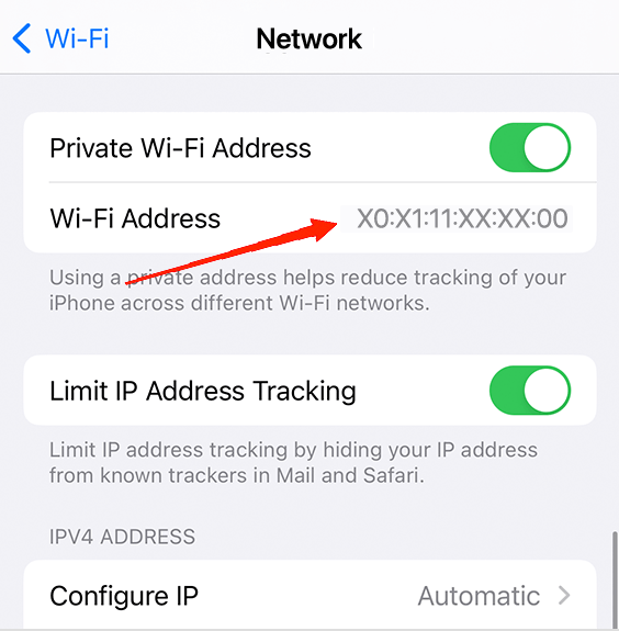 Check if the 'Private Address' option is enable