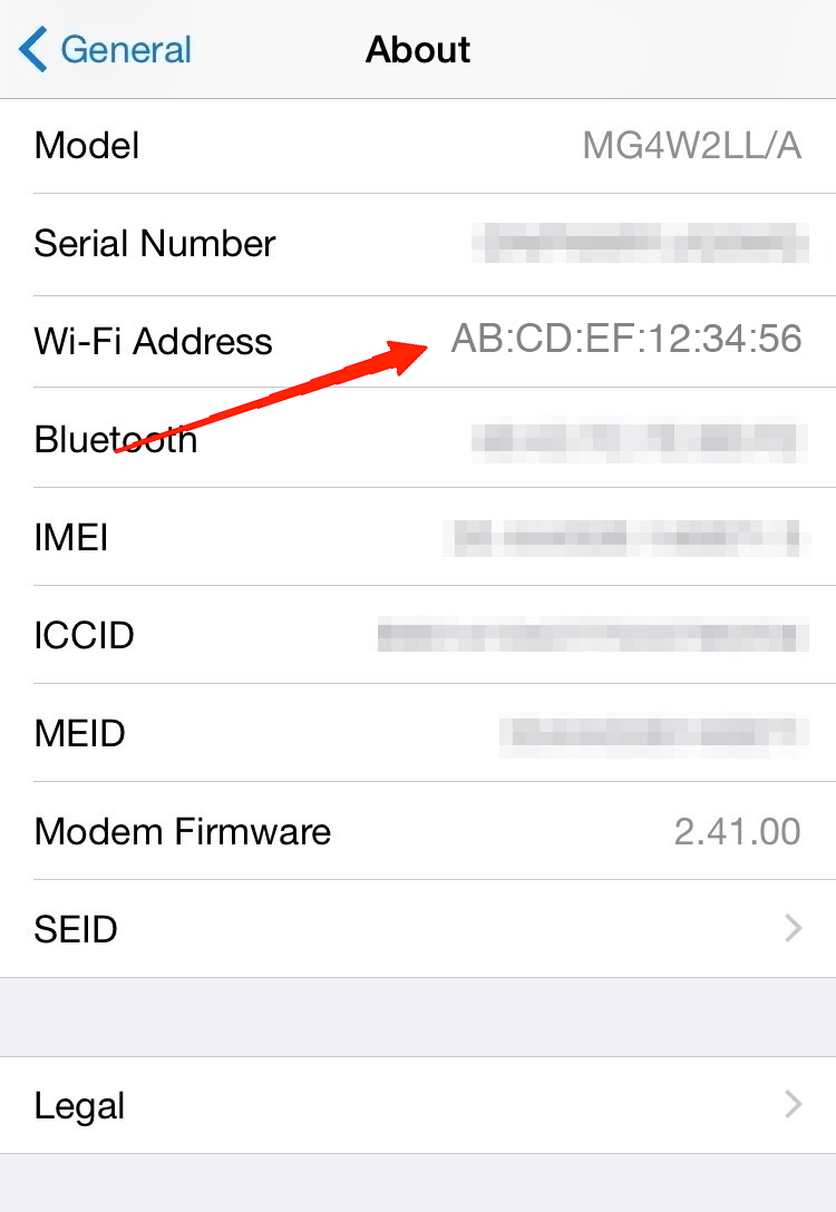 Scroll down and look for the Wi-Fi address section.