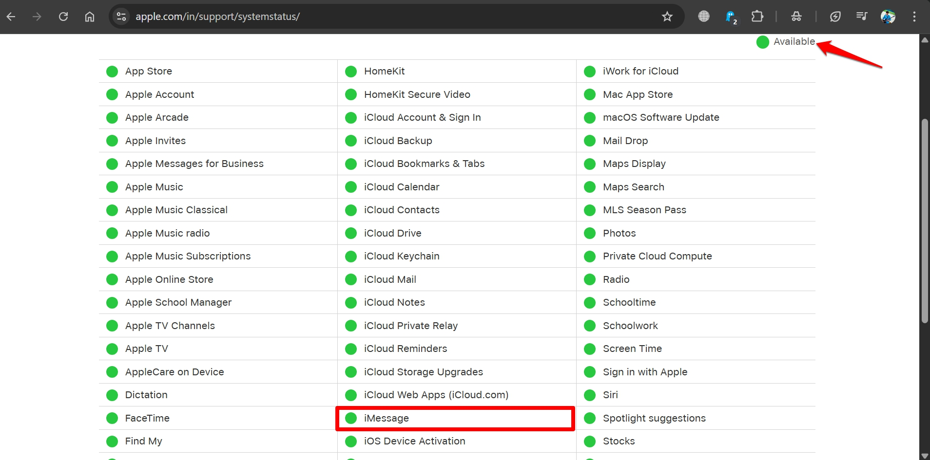 is iMessage down today
