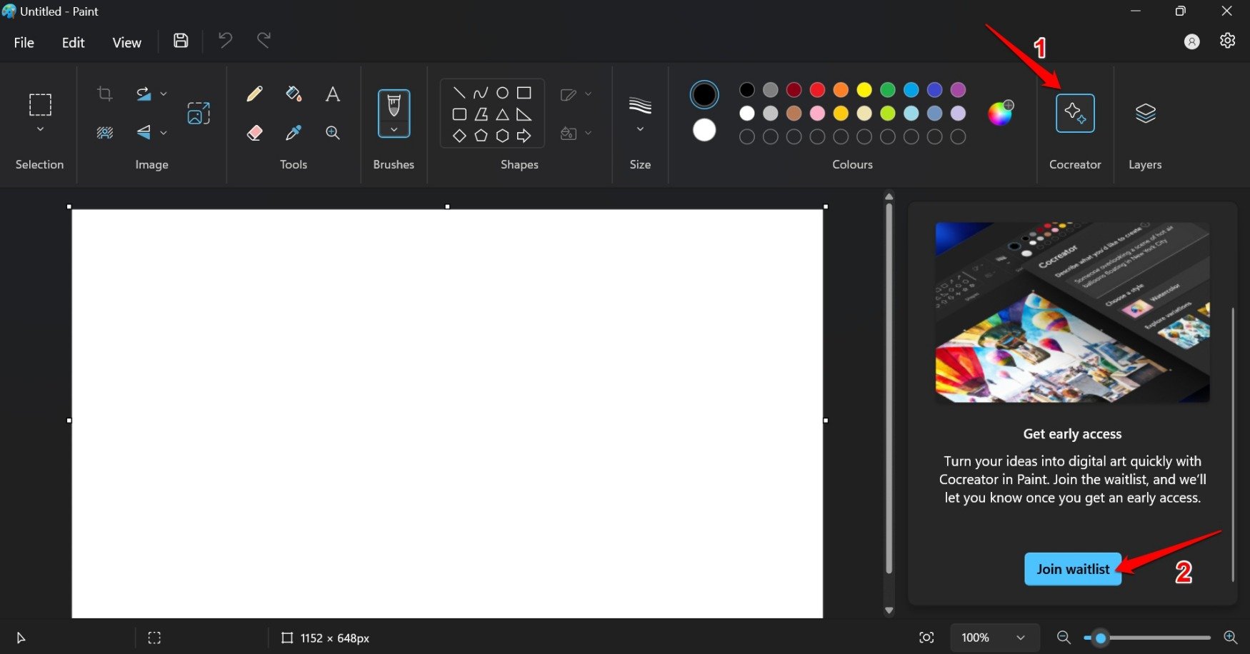 join the MS paint cocreator waitlist