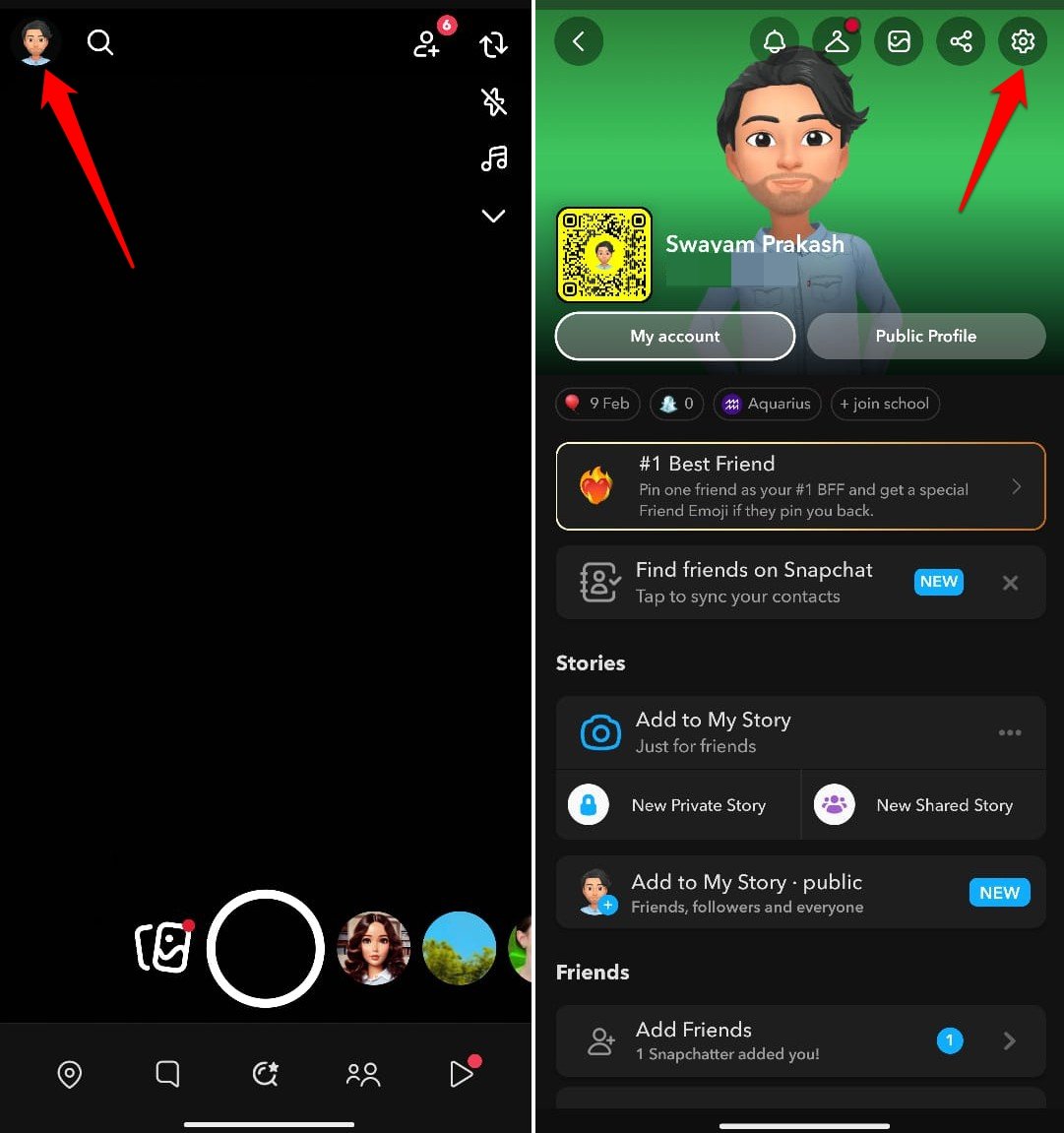 launch Snapchat settings
