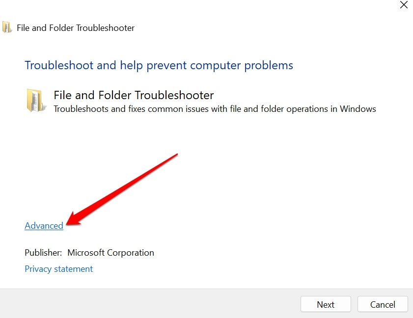 launch file and folder troubleshooter on Windows OS