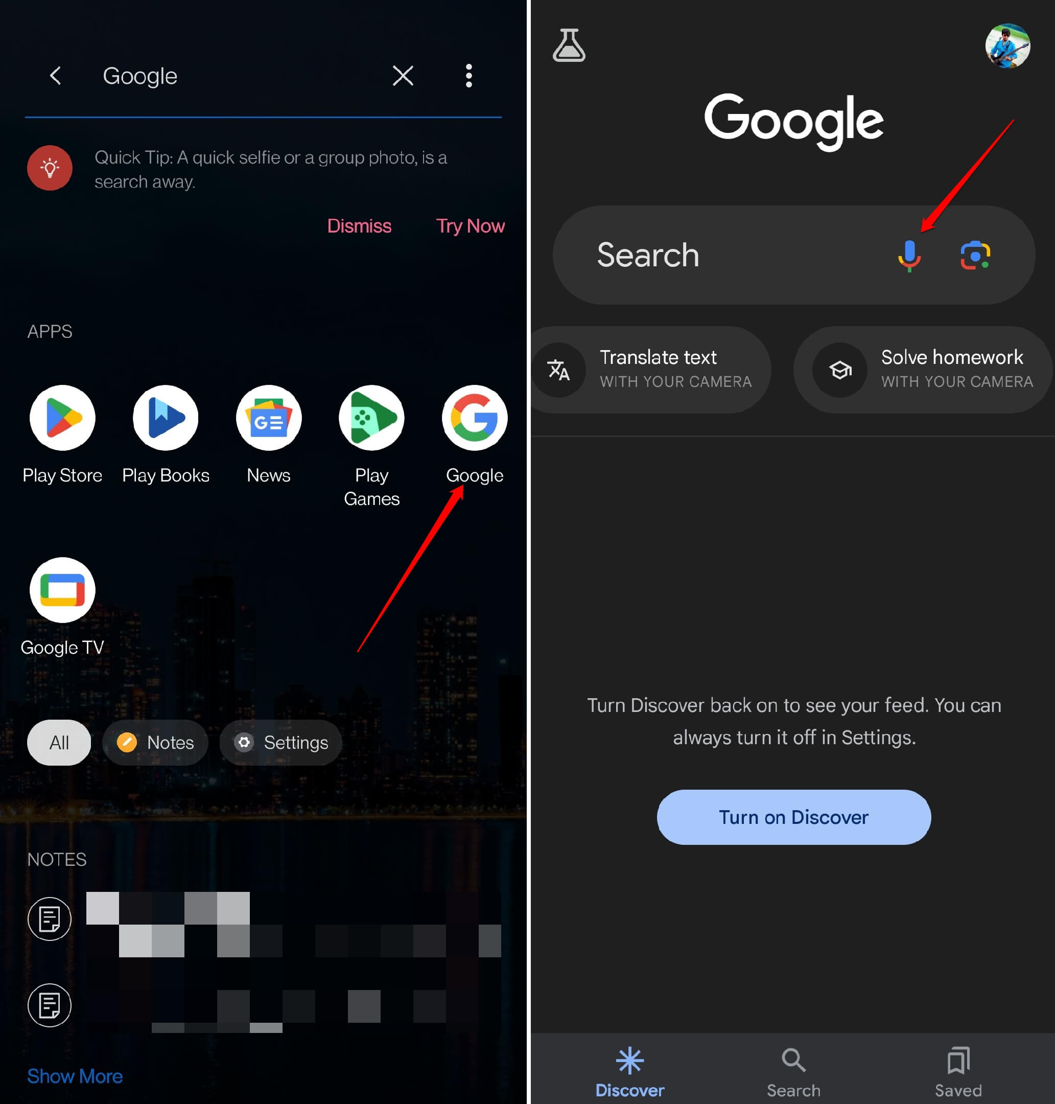 launch the Google app on your phone
