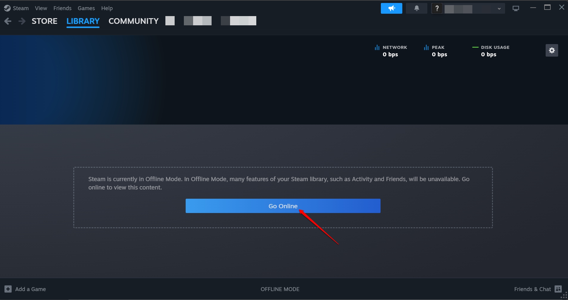 leave offline mode on Steam