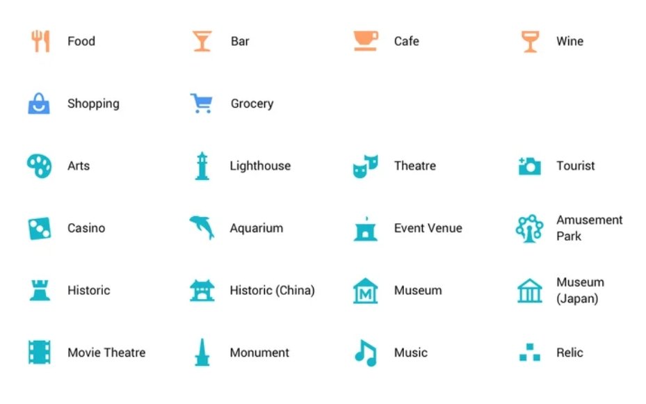 leisure places icon on Google Maps