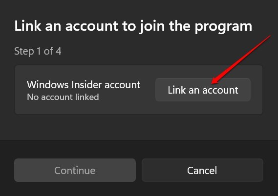 link an account to join windows insider