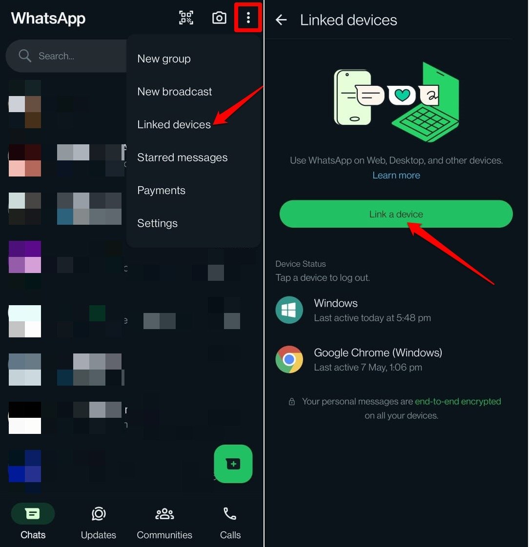 link your PC to use WhatsApp on desktop client