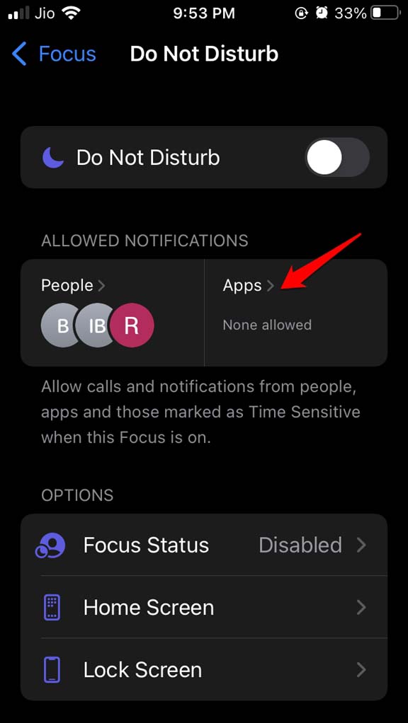 list of apps allowed during focus mode