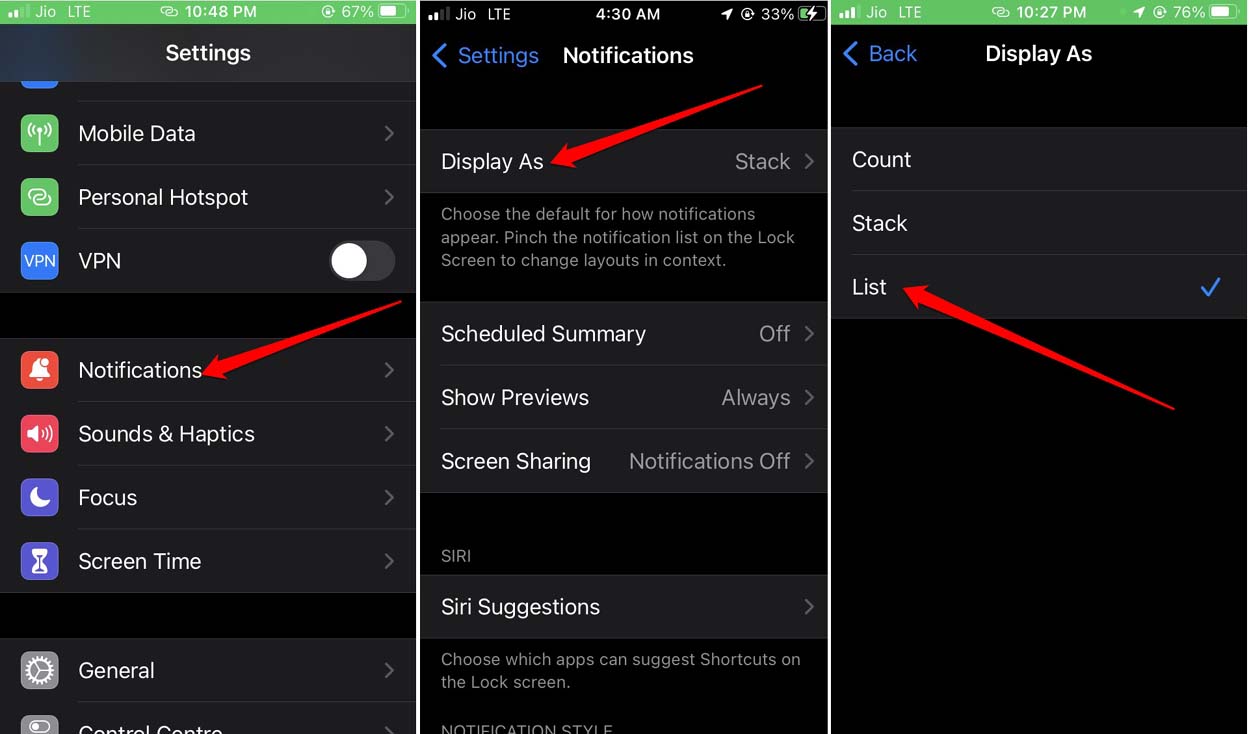 list styled notification on iPhone lock screen