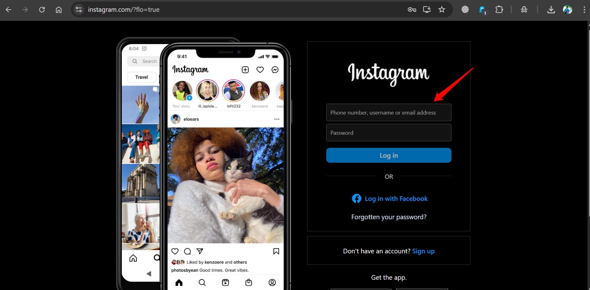 log into Instagram for PC