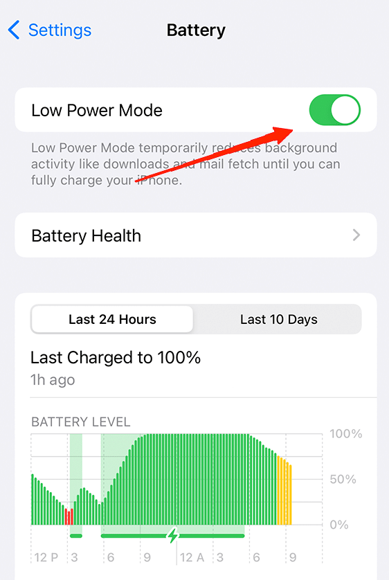 Low Power Mode and turn it off