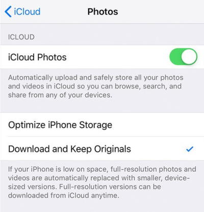 turn off image optimization on iphone