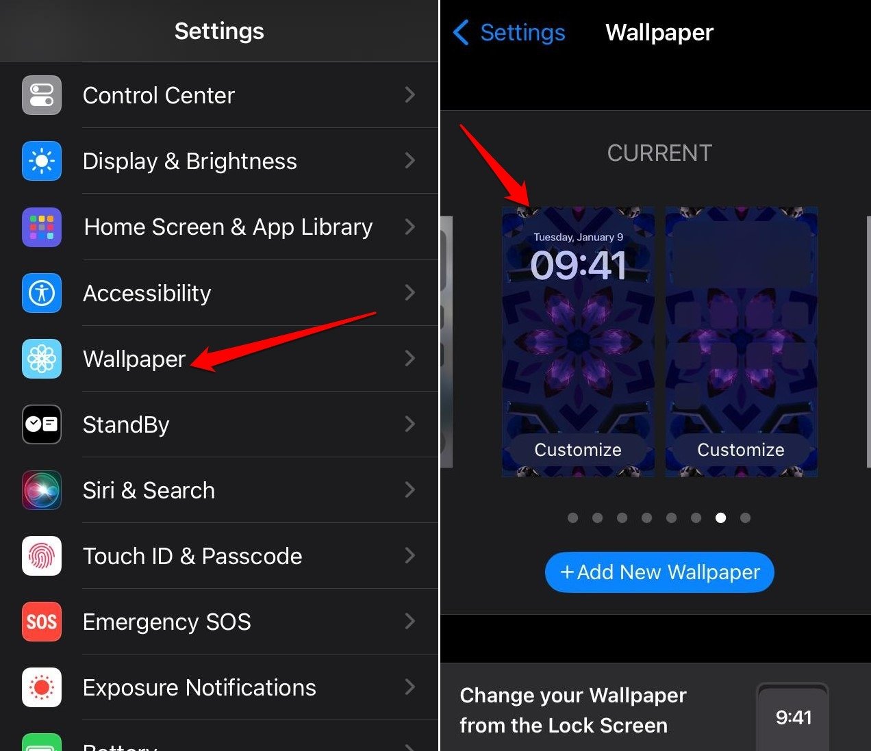 manage iPhone lock screen wallpaper settings