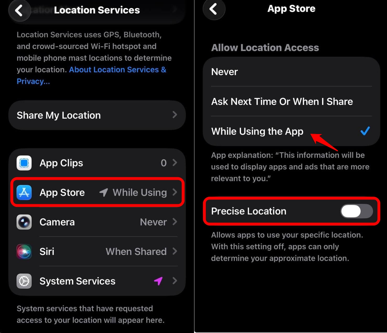 manage location access permission for iOS App Store
