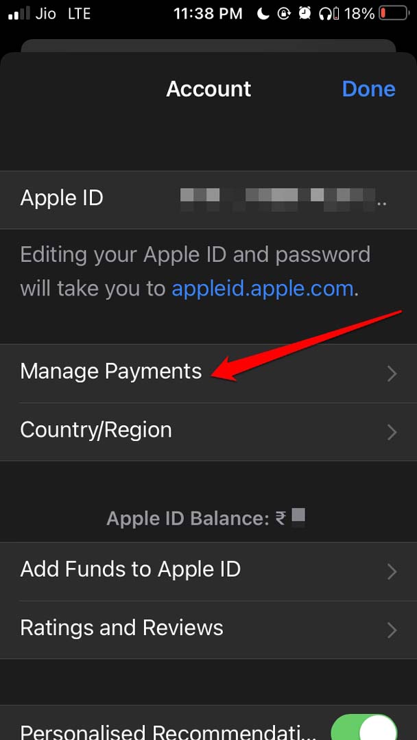 manage payments in Apple ID
