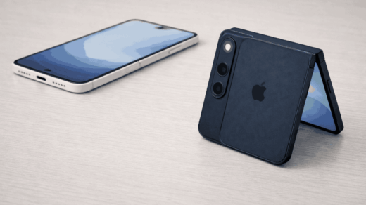 modern foldphone model concept design showing by iPhone