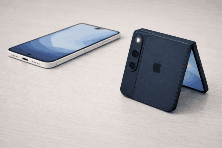 modern foldphone model concept design showing by iPhone