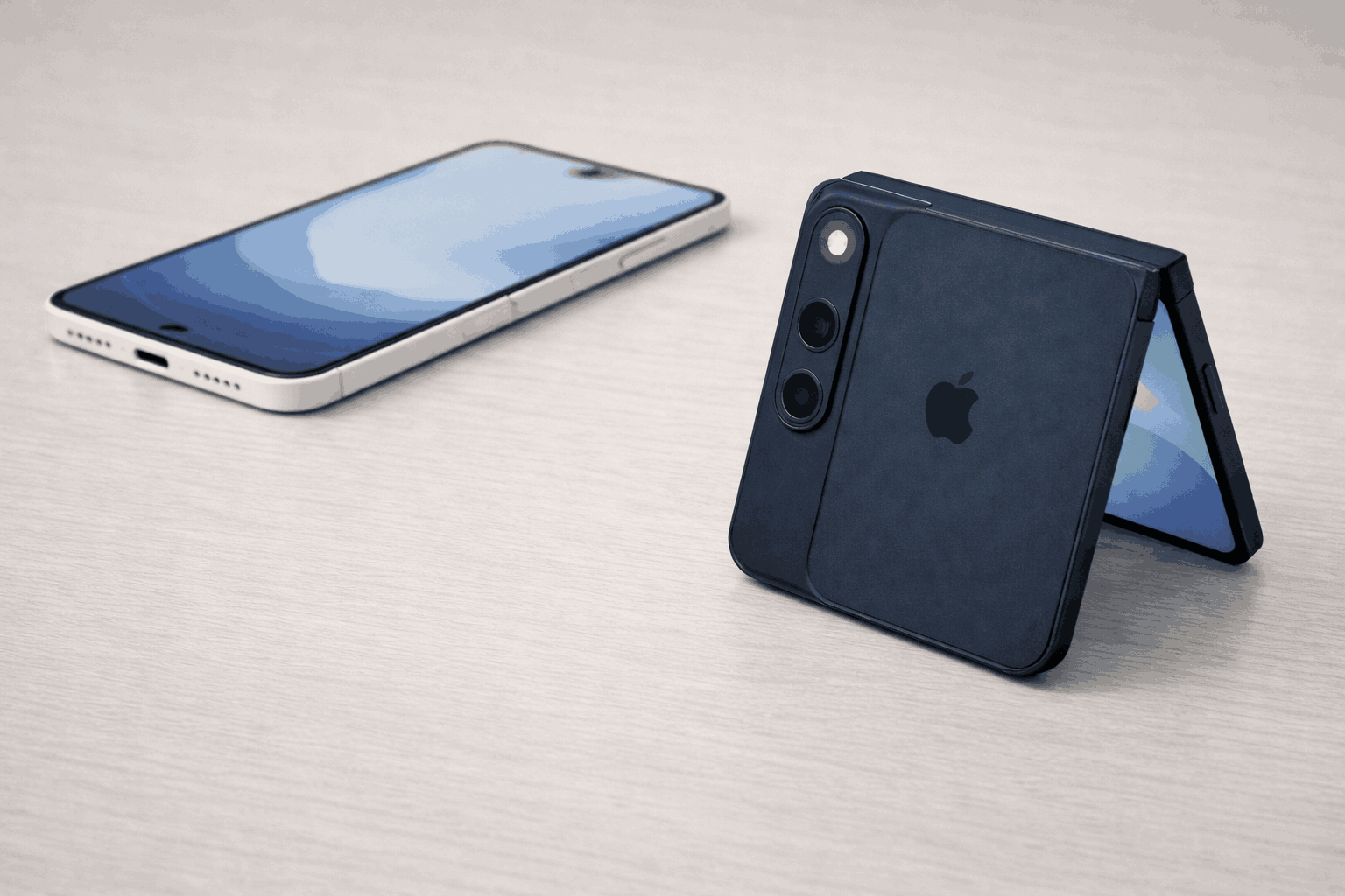 modern foldphone model concept design showing by iPhone