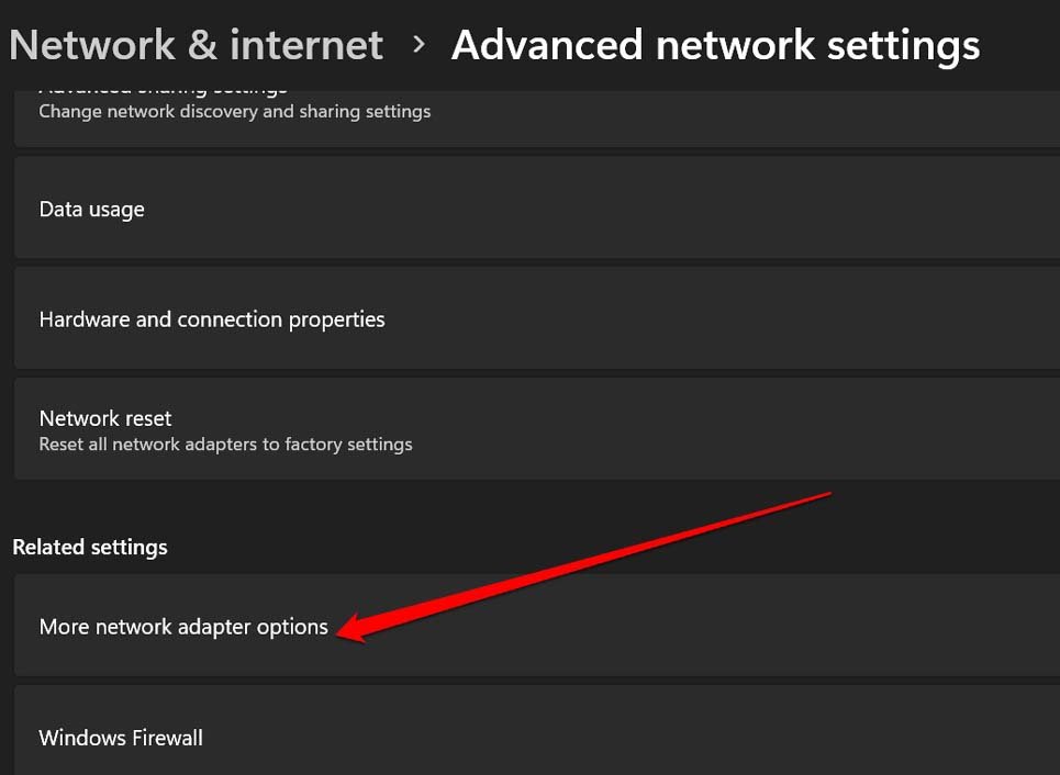 more network adapter options Windows 11