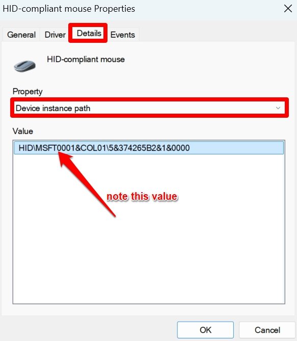 mouse device instance path