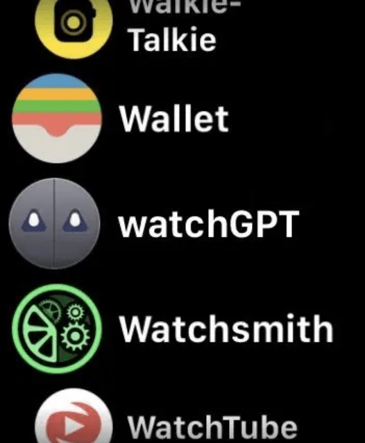 take the watch, move to the apps section, and locate watchGPT