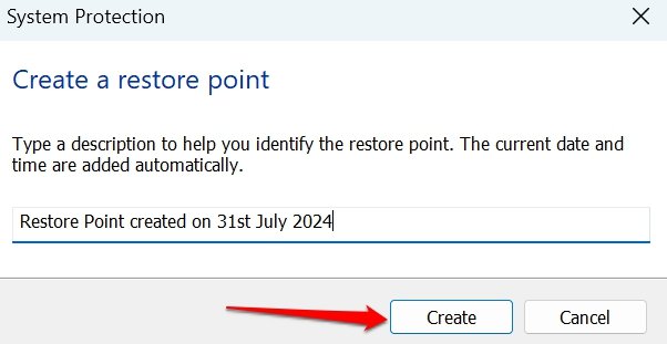 name the restore point