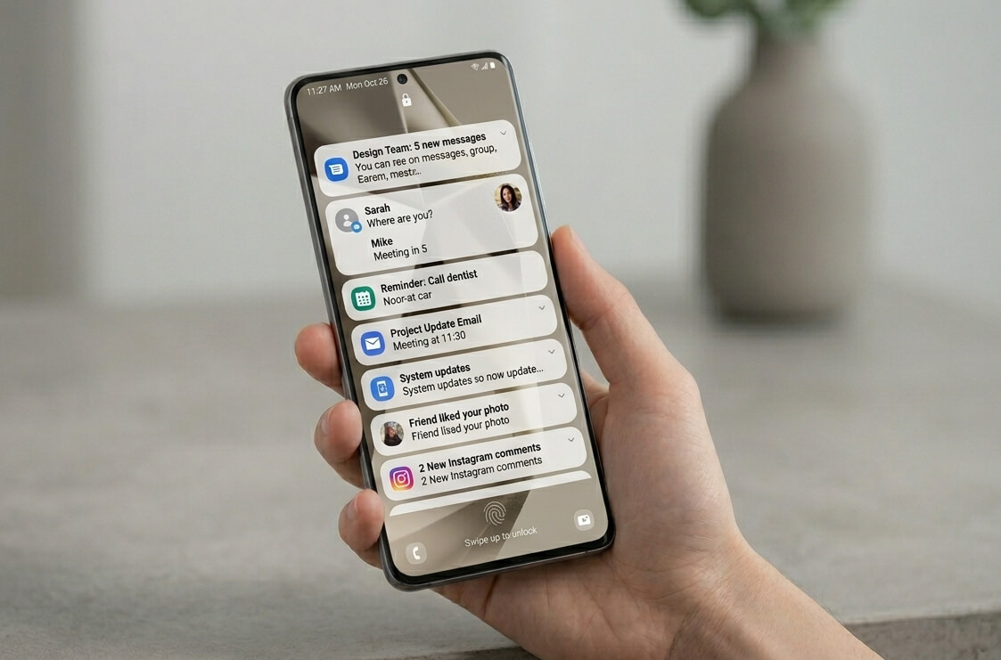 notifications on the android device lock screen