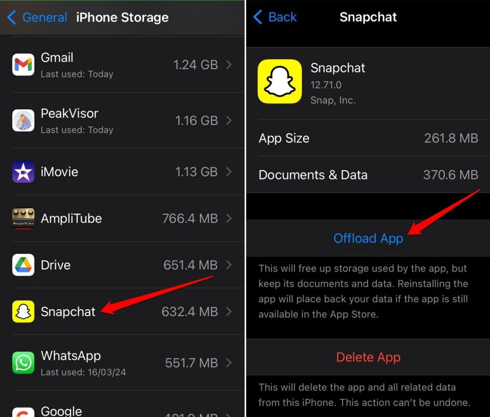 выгрузить приложение Snapchat iOS