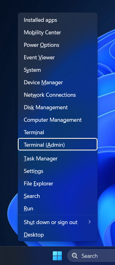open Terminal (Admin)