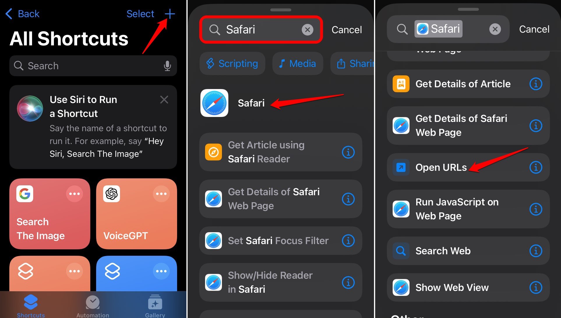 open URL shortcut on Safari