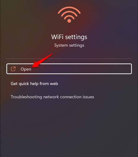 open WiFi settings