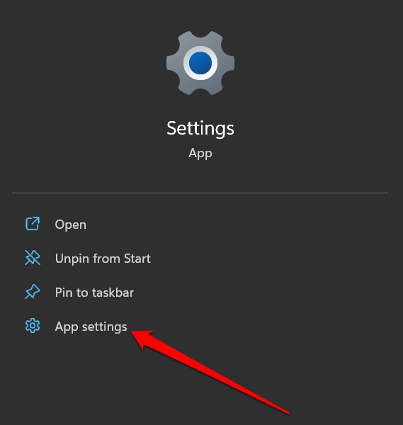 open app settings Windows