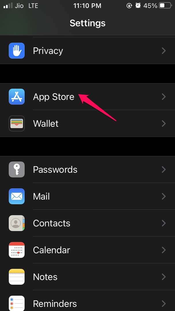 open app store settings