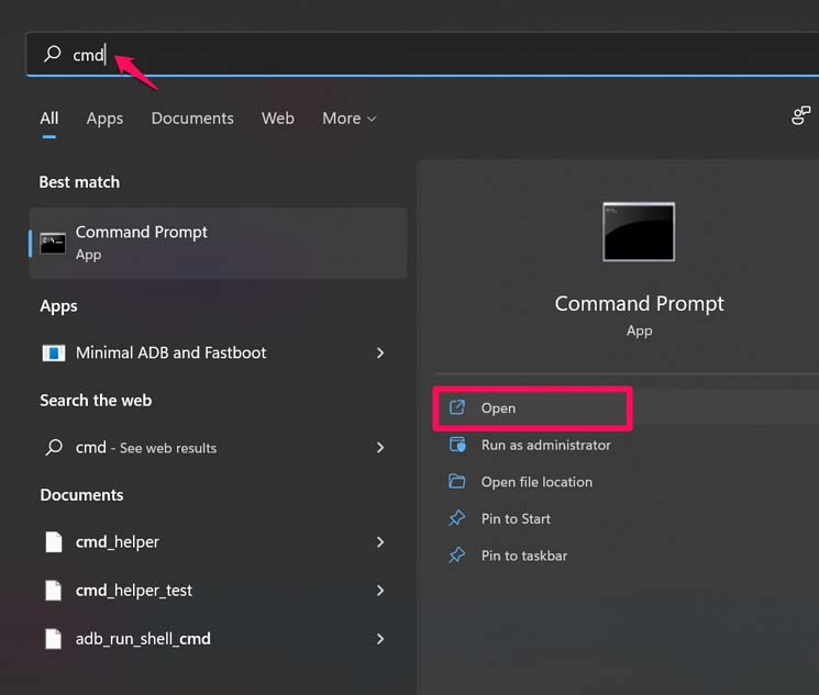 open command prompt in Windows 11