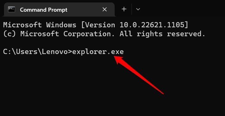 open file explorer using command prompt
