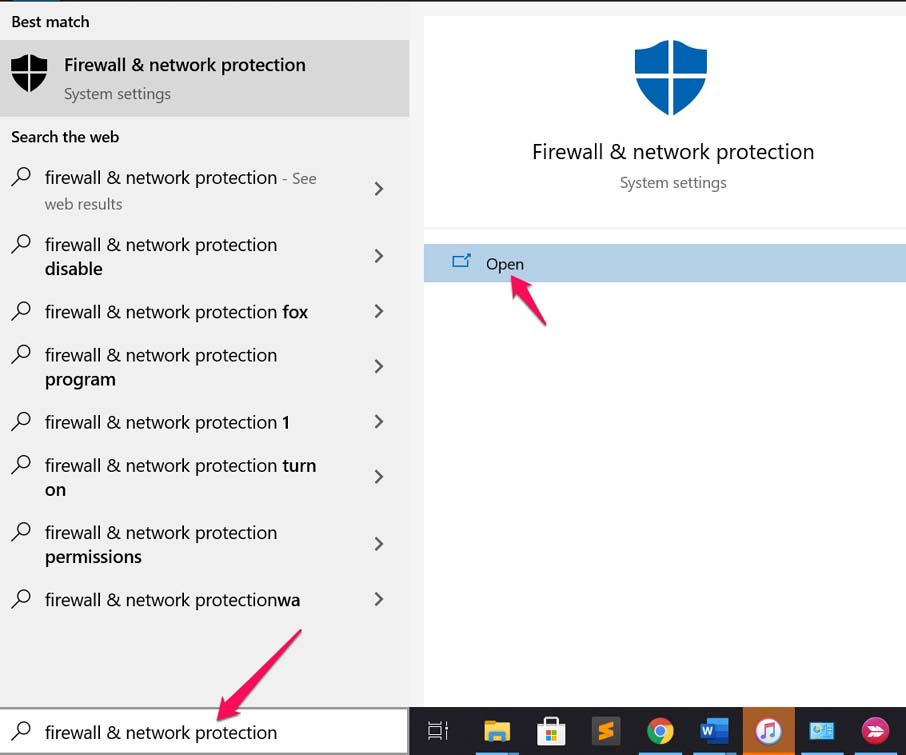 open firewall and network protection