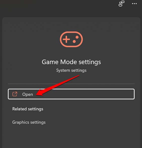 open game mode settings