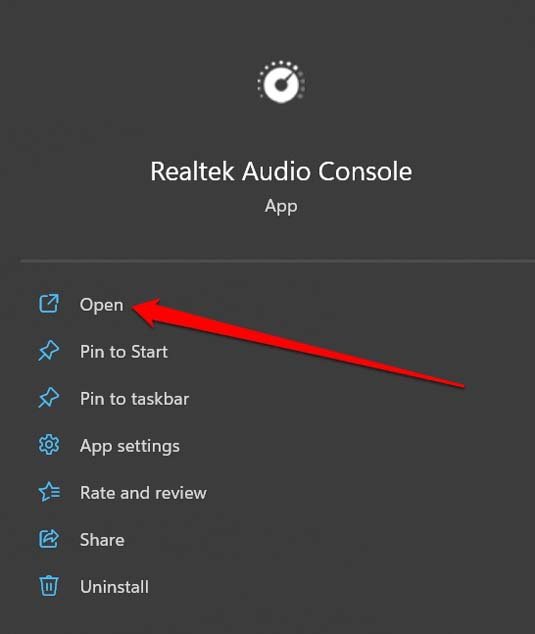 open realtek audio console