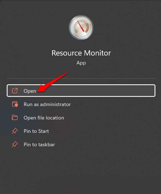 open resource monitor