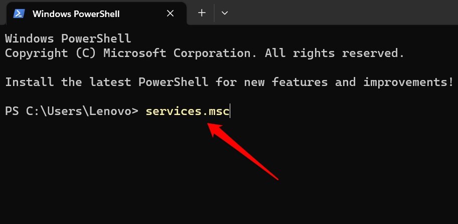 open services app using PowerShell