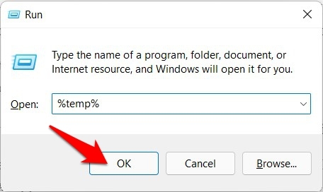 open temp folder via run in windows 11