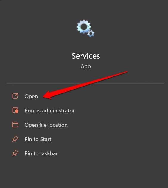 open the Services app Windows 11