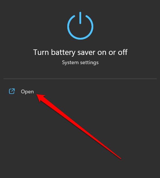 open the battery settings of Windows 11