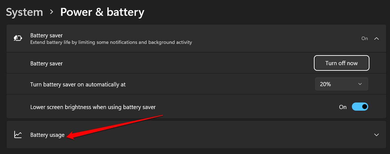 open the battery usage